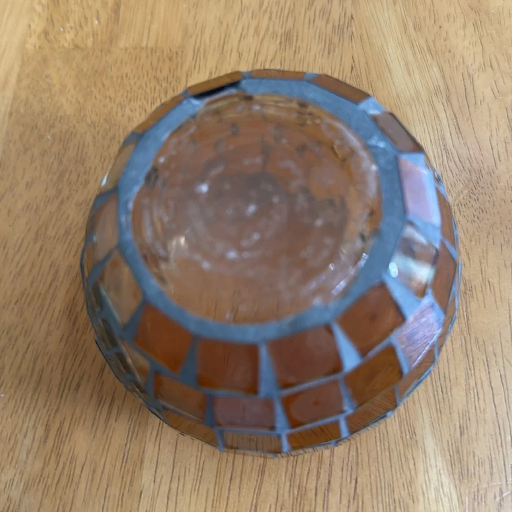🛑Fall Pumpkin Mosaic Glass Candle Holder Autumn Thanksgiving